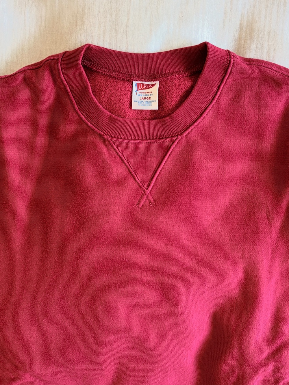 J Crew Large Red 14oz Crewneck Sweatshirt